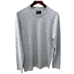 01.Algo Men’s 100% Merino wool, heathered grey pullover sweater, crew neck, M